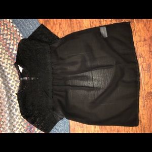 Tulle black sheer lace blouse